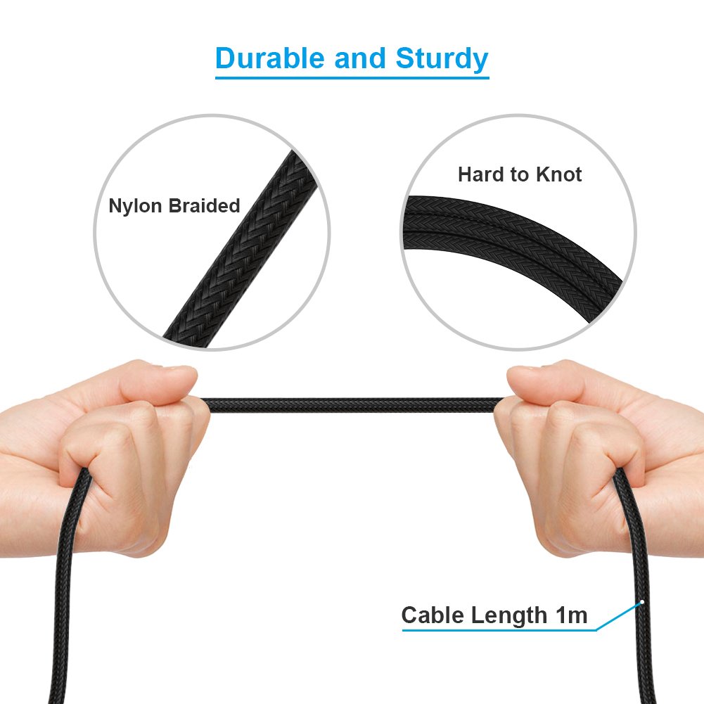 Câble USB Type C vers Lightning,Hunda [Lot de 2] 1m Câble de Donnée pour iPhone iPad Connecteur Apple Macbook 2015,Macbook pro 2016,Google Chromebook,HP Pavilion X20,Nokia N1 Tablette et plus