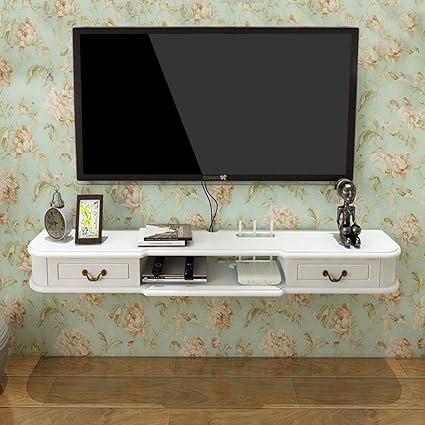 White Wall Mounted Tv Cabinet Set Top Box Shelf Wall Floating