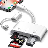 SD Card Reader for iPhone/Android, HCYEBT Memory Card Reader Supports SD/MicroSD Card and USB Devices, Built-in iOS &amp; USB-C Dual Connectors Card Adapter, No App Required Plug and Play