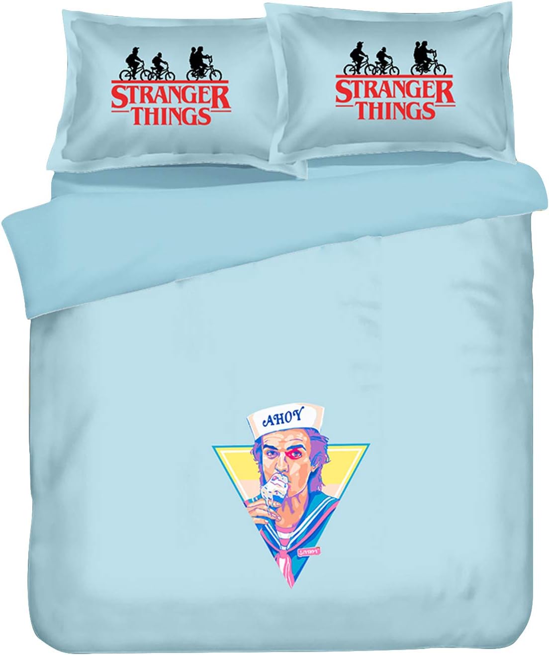 Stranger Things Bedding, Men Women Stranger Things Inspire Design 3D Printed Soft Duvet Cover Set Unisex Boys Girls 3PCS Bedding Sets Include 1 Duvet Cover, 2 Pillowcases (C,TWIN(173*218cm)-3pcs)