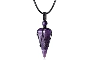 MAIBAOTA Crystal Necklace for Men Women Healing Crystal Stone Bar Pendant Necklace Adjustable Rope Necklace Natural Gemstone Necklace Jewelry