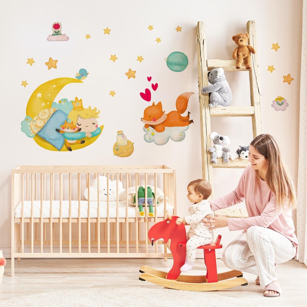 kina - R00571 Wall Stickers Stars Clouds Wall Decoration Nursery Nursery Bedroom Bedroom Wall Sticker Fabric Effect