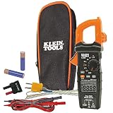 Klein Tools CL800 Electrical Tester, Digital Clamp Meter  AC / DC Auto-Ranging 600 Amp Measures Voltage, Resistance, Temp, More