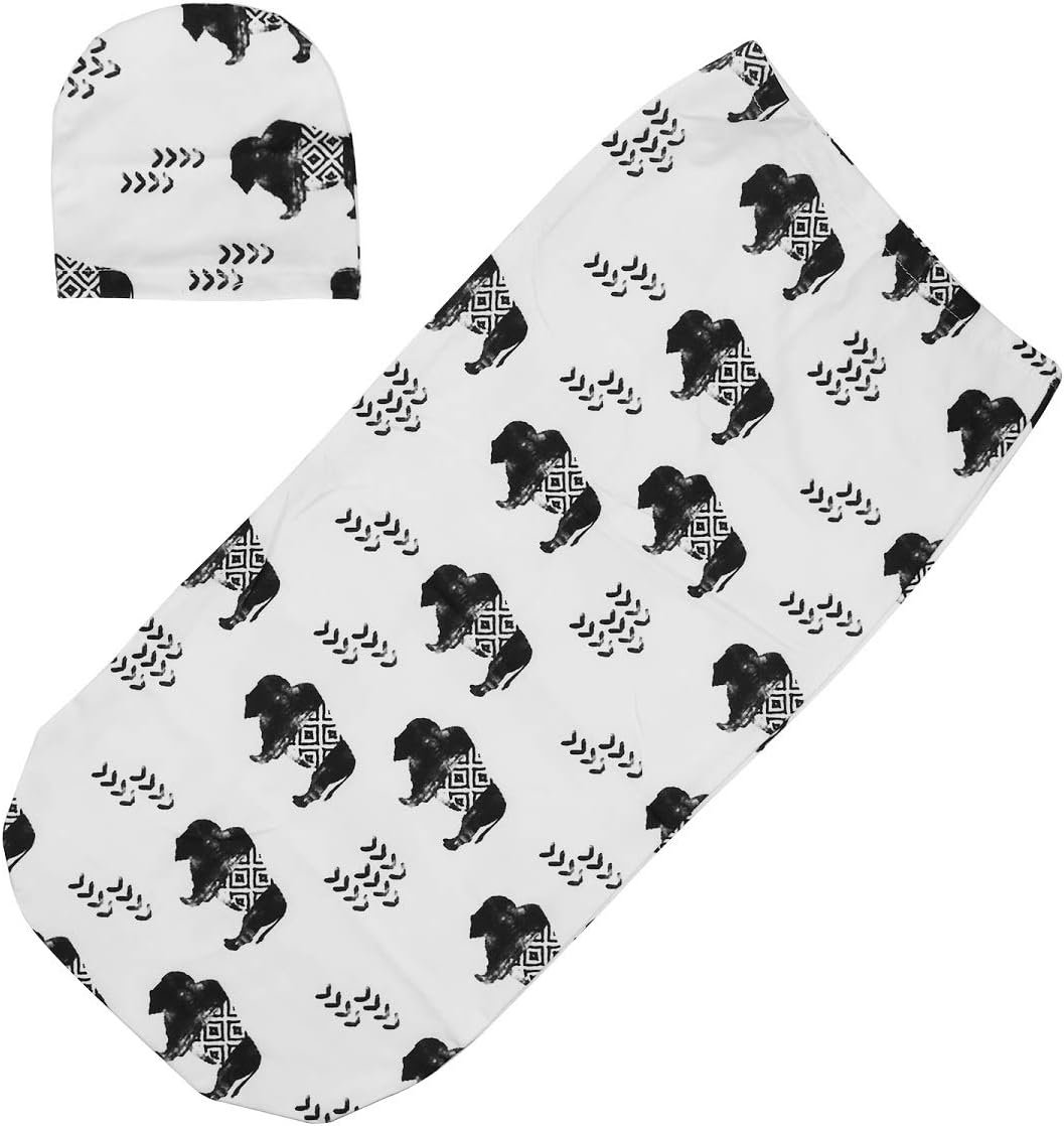 iZiv Newborn Swaddle Sack with Baby Hat Sleeping Sack Soft Stretchy Cotton Newborn for 0-3 Months Baby Boys Girls