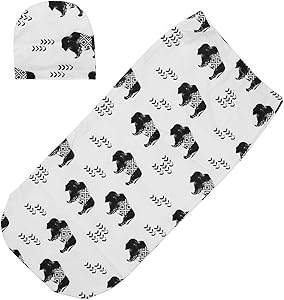 iZiv Newborn Swaddle Sack with Baby Hat Sleeping Sack Soft Stretchy Cotton Newborn for 0-3 Months Baby Boys Girls