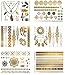 Terra Tattoos Gold Metallic Tattoo Flash Sheets Designs of Feathers, Sun, Flowers & more! Face Tattoos for Women Waterproof Nontoxic Long Lasting 75+ Designs for Vacation, Festivals Parties – Gold