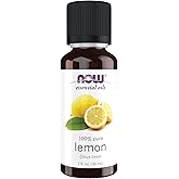 NOW Essential Oils, Lemon Oil, Cheerful Aromatherapy Scent, Cold Pressed, 100% Pure, Vegan, Child Resistant Cap, 1-Ounce