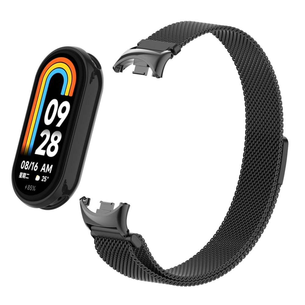 HchenH Bracelet Compatible with Xiaomi Mi Band 8, Stainless Steel Metal Adjustable Replacement Strap, Soft Breathable, Magnetic Mesh Woven Watch Straps for Xiaomi Mi Band 8 — image 1