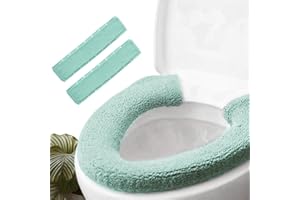 JORGENZ 2pcs Toilet-seat Cover Warmer Cushion – Toilet seat Cover Pads Plush Warm Thick Bathroom Toilet Seat Warmer 2pcs Light Avocado Green