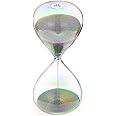 Hourglass 30 Minute Sand Timer Clock with Gray Color Sand, Large Sand Watch 30 Min, Reloj de Arena 30 Minuto, Simple Biloba Puff Glass Sandglass, for Home, Desk, Office Decorative