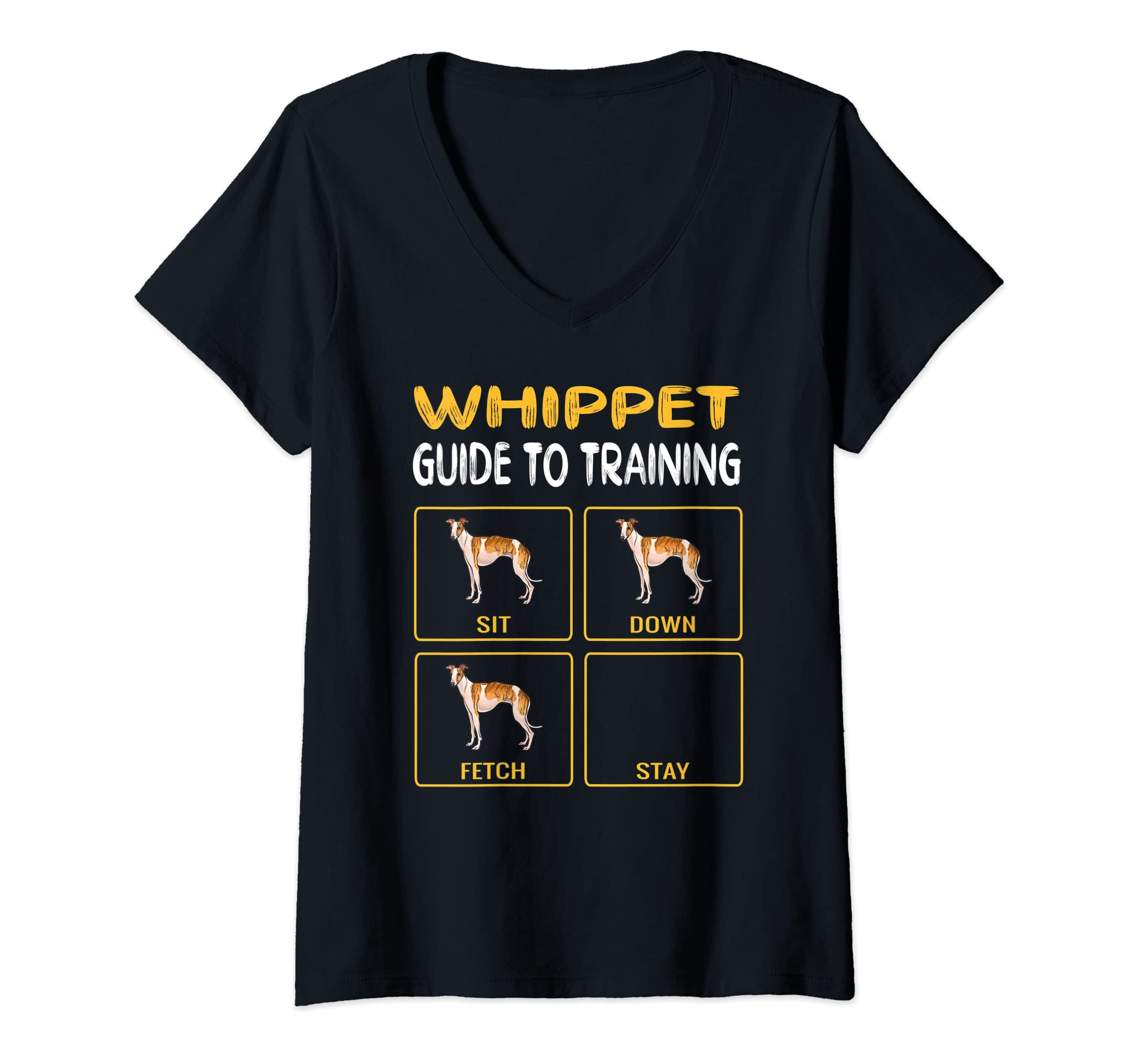 Womens Whippet Guide To Training Dog Obedience V-Neck T-Shirt