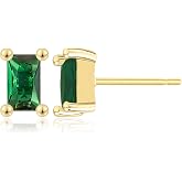 JNONL Minimalist 14k Gold Sparkly Crystal Square Stud Earrings Chic Glitter Rhinestone Rectangle Geometry Dangle Drop Earrings For Women