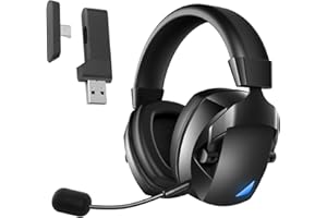 Diyeeni Wireless Gaming Headset, 2.4GHz Bluetooth 5.4 Headphones with Noise Canceling RGB Light 7.1 Surround Sound 50mm Drive
