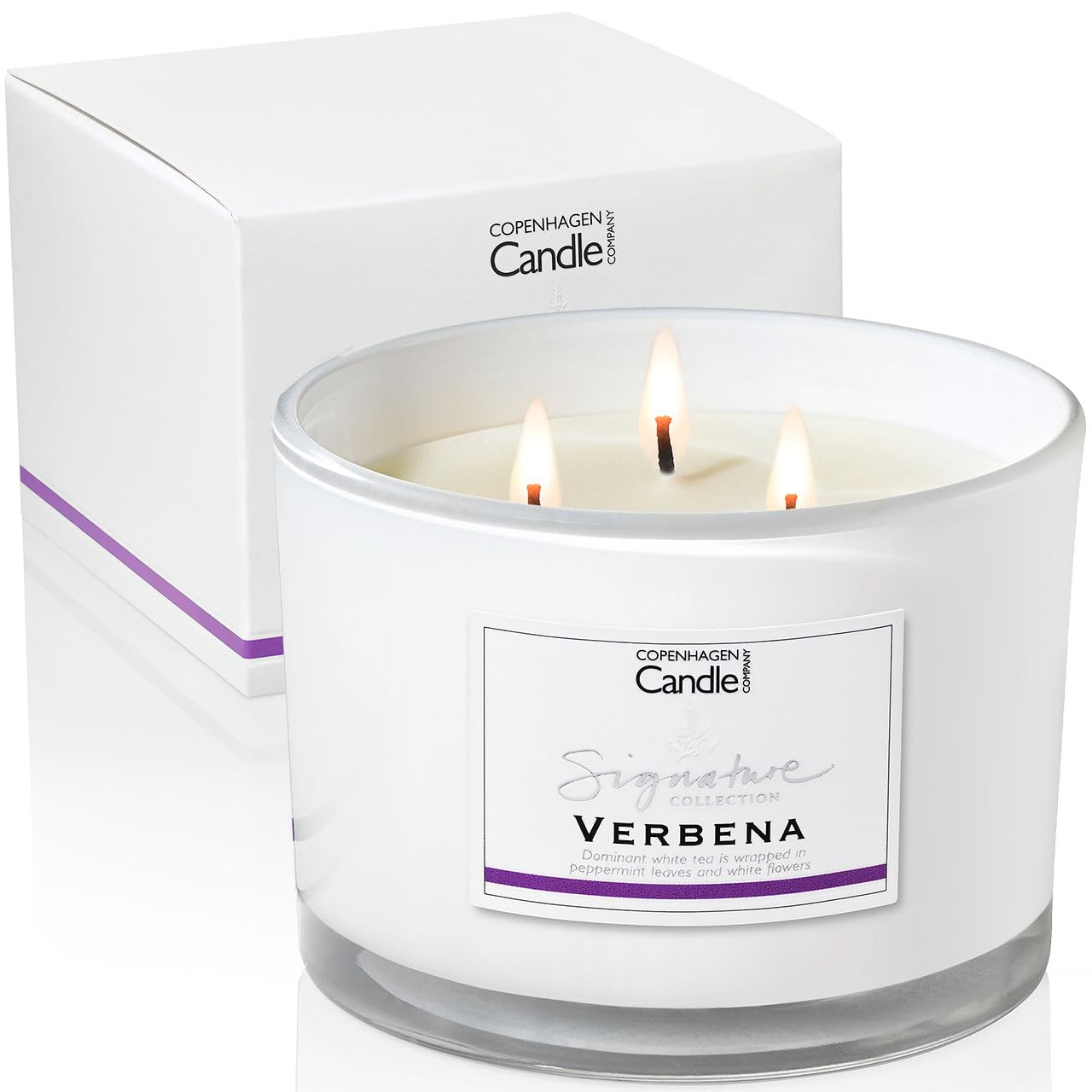 Luxury Scented Candles Gifts for Women | Natural Wax Blend | 35 Hours Burn time | Hotel Collection | The Copenhagen Company - Verbena (12oz)