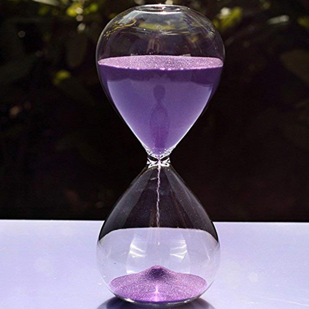 Large Fashion Colorful Sand Glass Sandglass Hourglass Timer Clear Smooth Glass Measures Home Desk Decor Xmas Birthday Gift (5 Minutes, Purple)