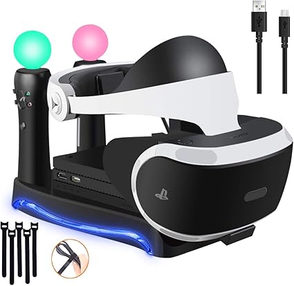 Amazon Psvr スタンド Vrゴーグル スタンド Vrヘッドセット ホルダー Ps Moveコントローラ 2 同時充電 Vrコネクタ Vrヘッドセット 収納スタンド 二代psvr 2 Cuh Zvr2 Ps3 Move Ps4 Moveに対応 収納 省スペース Ps4 Vrスタンド ケーブル結束バンド5枚付き