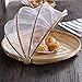 Hand-Woven Food Serving Tent Basket, Fruit Vegetable Bread Cover Storage Container Outdoor Picnic Food Cover Mesh Tent Basket with Gauze(Bug- proof, Dust-proof ) Keep Out Flies, Bugs, Mosquitoes (L)