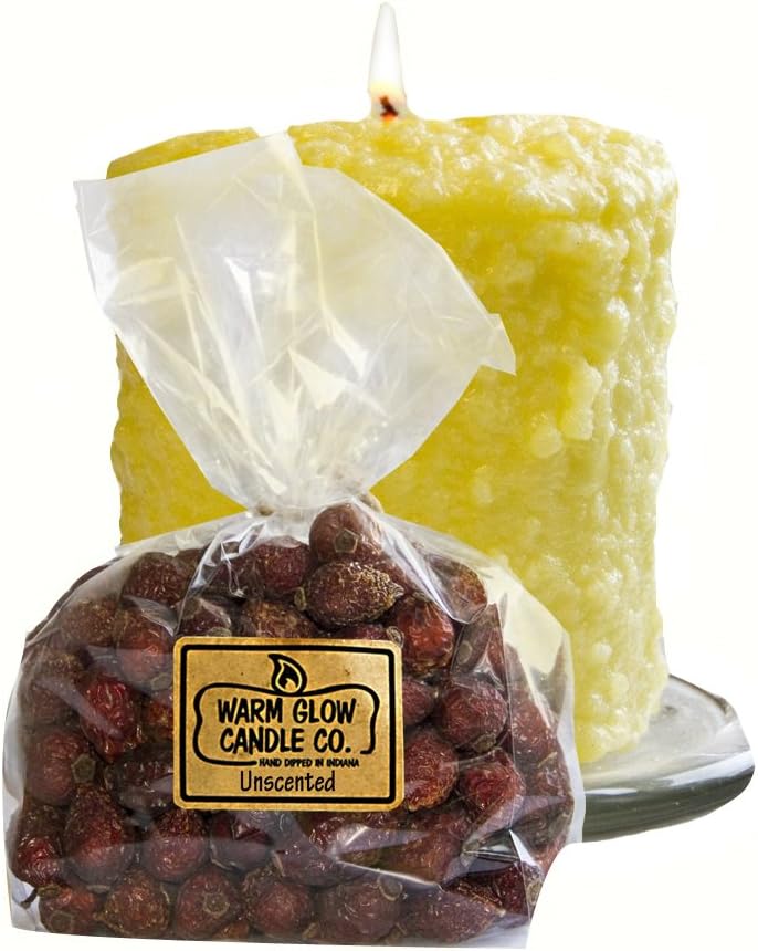 Warm Glow Candle Company Lemon Bliss Hearth Candle w/6oz Unscented Rose Hips, 6 oz