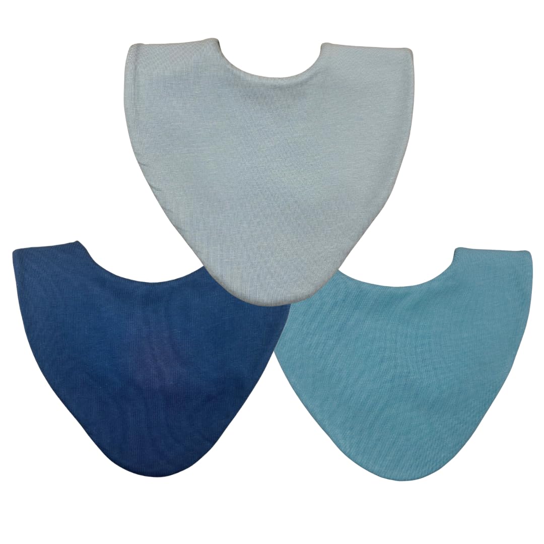 Bibbilyboo Waterproof Baby Dribble Bib, Blue 3 Pack, 0-2 Years - Highly Absorbent & Naturally Antibacterial - Adjustable, Waterproof & Breathable Fabric - Award Winning Teething Bibs