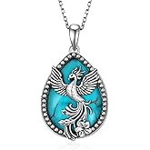 Naxidaze Genuine Turquoise Necklaces for Women 925 Sterling Silver Phoenix Necklace Vintage Western Real Turquoise Jewelry for Women Mom