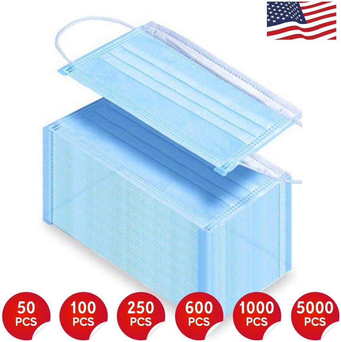 Disposable Face mouth cover 50 Pcs,Face for Personal Health and Medical Dental Salon Safety with 3-Ply Breathable Thick