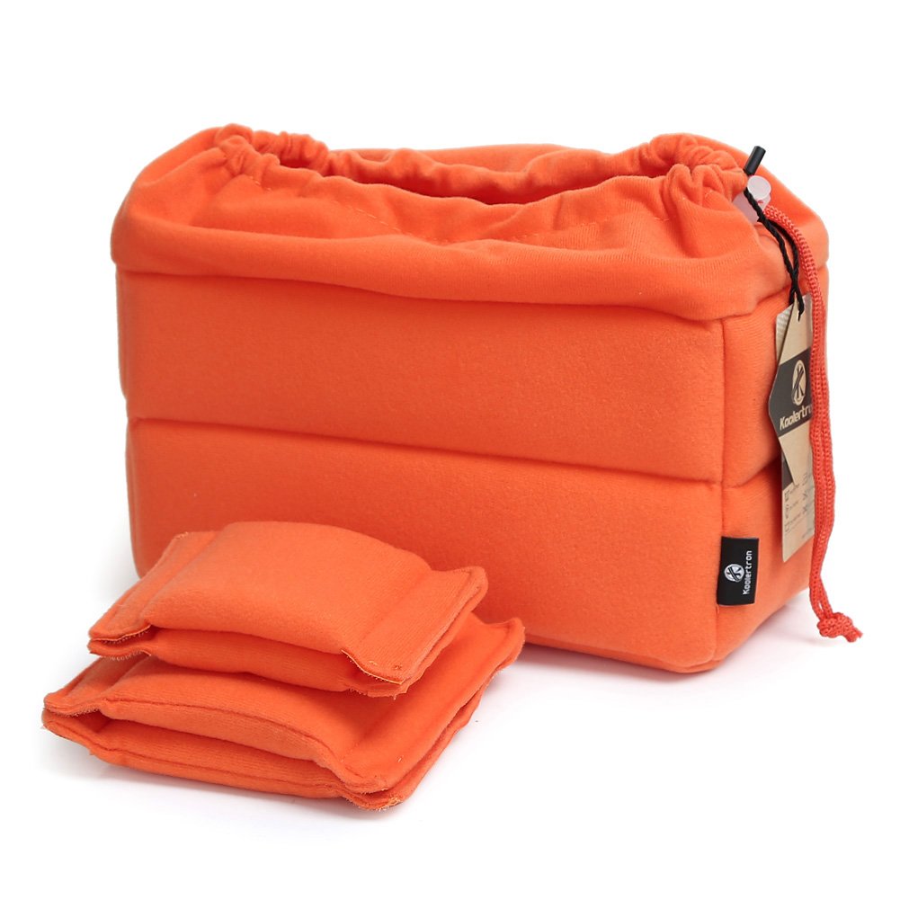 Koolertron Padded DSLR Camera Insert Shockproof Camera Bag Insert Camera Partition Protective Bag Compatible with Sony Nikon DSLR Shot Or Flash Light (Orange)