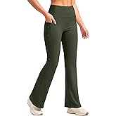 SANTINY Fleece Lined Flare Leggings Women 28.5/30.5/32 Water Resistant Winter Bell Bottom Hiking Yoga Pants with Pockets