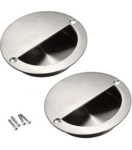 Uxcell 2 Piezas Tirador De Anillo Al Ras: Manija De Acero 40x10mm Para Cajones Y Puertas (Tono Plateado)