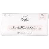 Nest Designs Organic Cotton Dry Baby Wipes for Sensitive Skin, Chemical-Free, 80 Wipes per Pack