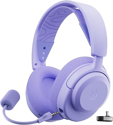 Casque Arctis Nova 3P Wireless - Appli Mobile Companion - Batterie 40h - Haut-parleurs magnétiques en néodyme - 2,4 GHz/Bluetooth - Micro détachable - PS5, PS4, PC, Switch, Mobile -Lavande