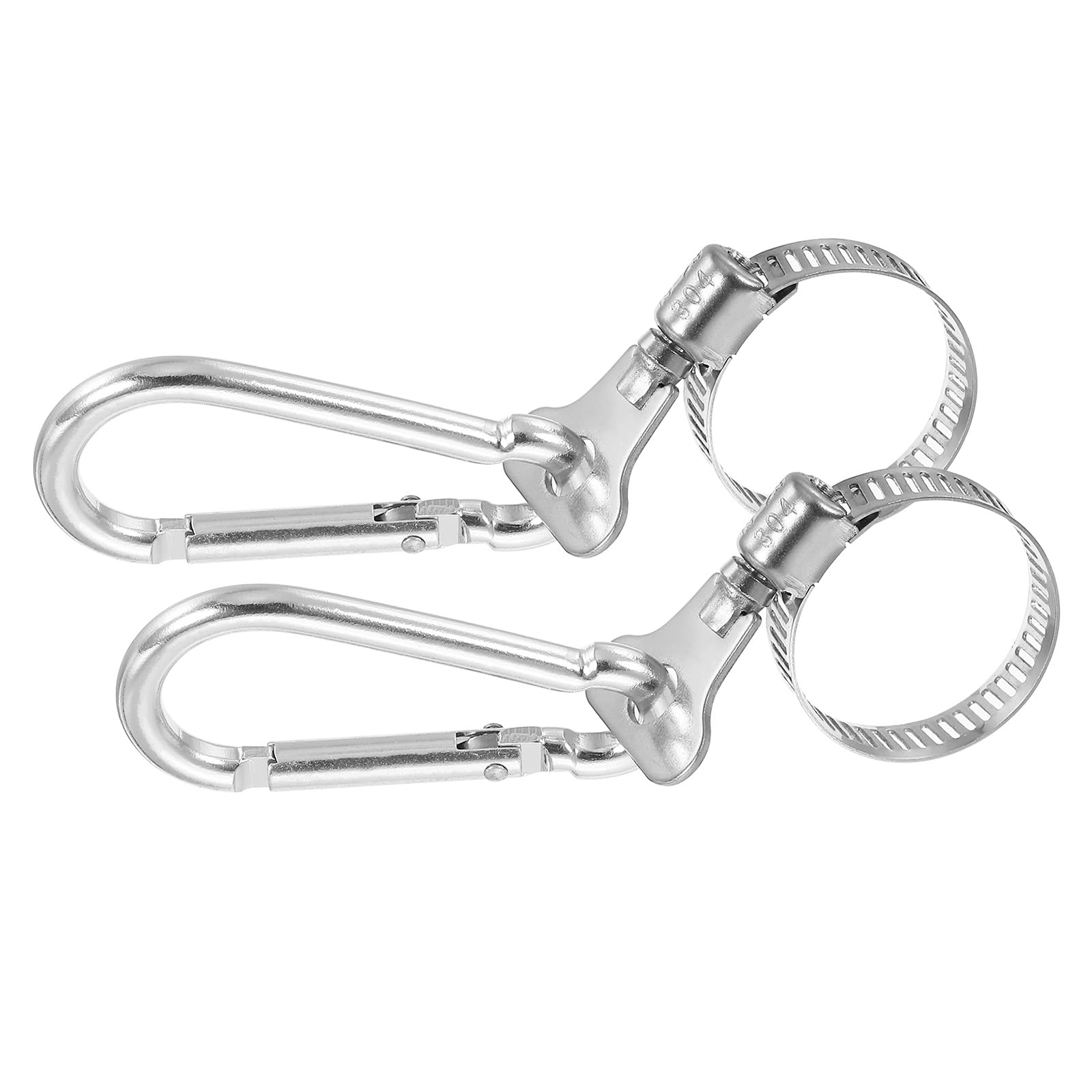 PATIKIL Adjustable Flagpole Clips 0.7-1.2 Inch, 2 Pcs Stainless Steel Flag Pole Clip Bracket Flagpole Rings with Hooks for House Garden Boat