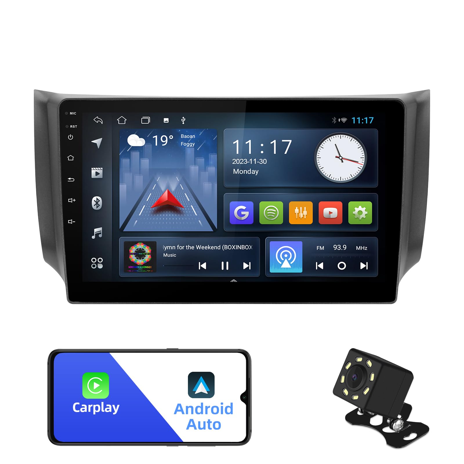 Photo 1 of 2+32G Android 10 Double Din Car Stereo for Nissan Sentra 2013-2017 with 10.1-Inch Touchscreen Radio Built-in Wireless Carplay/Android Auto/GPS/Bluetooth/FM/Backup Camera