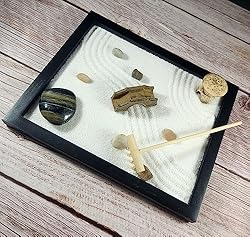 Zen Sand Garden for Desk with Rake, Rocks and