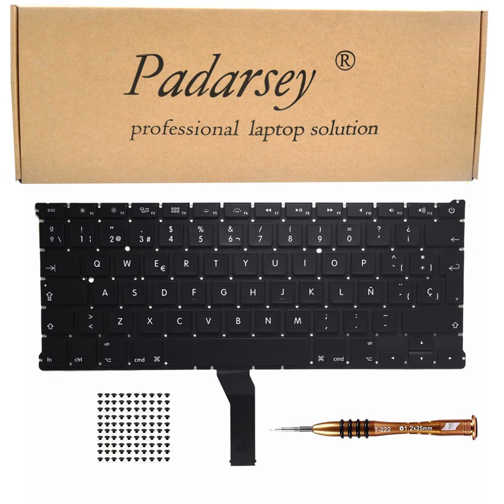 Pardarsey Spanish Español Keyboard with 80 PCE Screws Compatible for MacBook Air 13 A1369 A1466 Series 2011 2012 2013 2014 2015 with Screwdriver