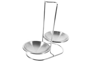 VICASKY Stainless Steel Kitchen Ladle Rack with Dual Removable Bowls Standing Spoon Holder for Soup Ladles