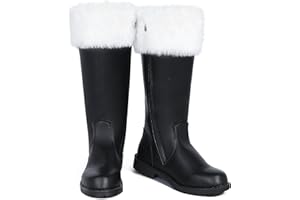 SOMOYA Christmas Santa Claus Boots for Men Santa Boots Men Christmas Shoes Adult Black for Cosplay Shoes with White Plush Cuffs