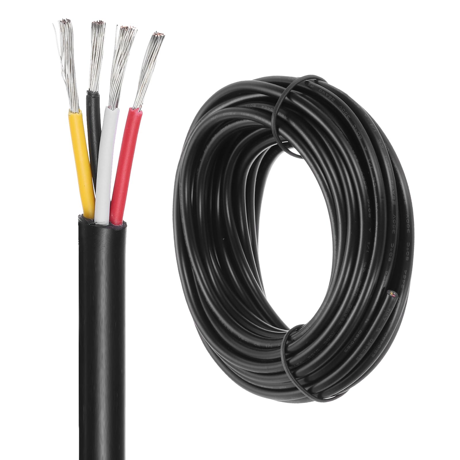 DMiotech 26 Gauge Wire Electrical Wire 4 Conductor, 26 AWG Extension Cable Cord 25 Ft/7.6 m UL2464 300V Stranded Tinned Copper Wire for LED Lighting Automotive