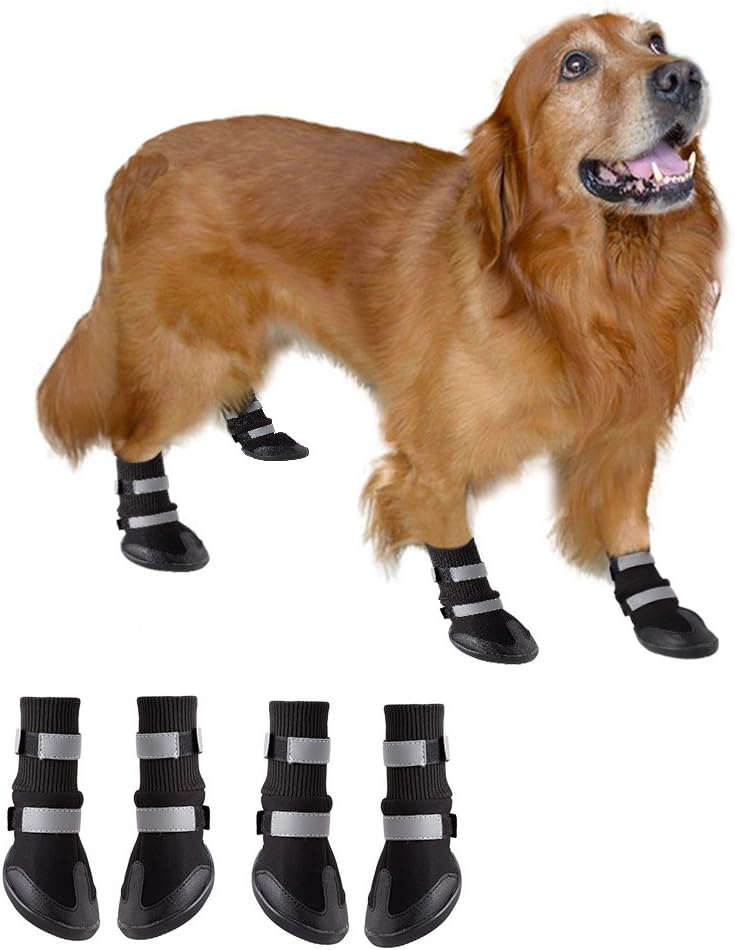 BESAZW Dog Boots Paw Protectors Anti-Skid Durable Soft Warm Pet Shoes for Small to Large Dogs 4 Pcs Set