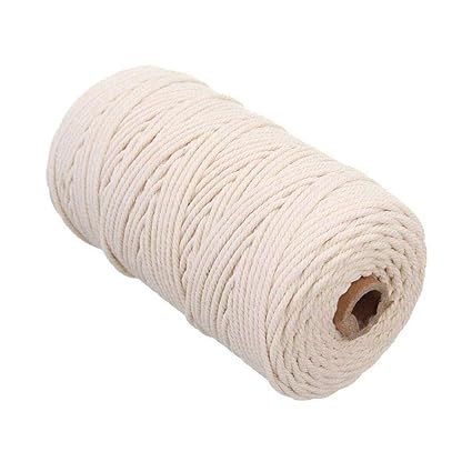 Ajanta | 3 Ply/Twisted Macrame Cotton Cord/Dori Thread (10 Meters, 4mm) for Macrame DIY and