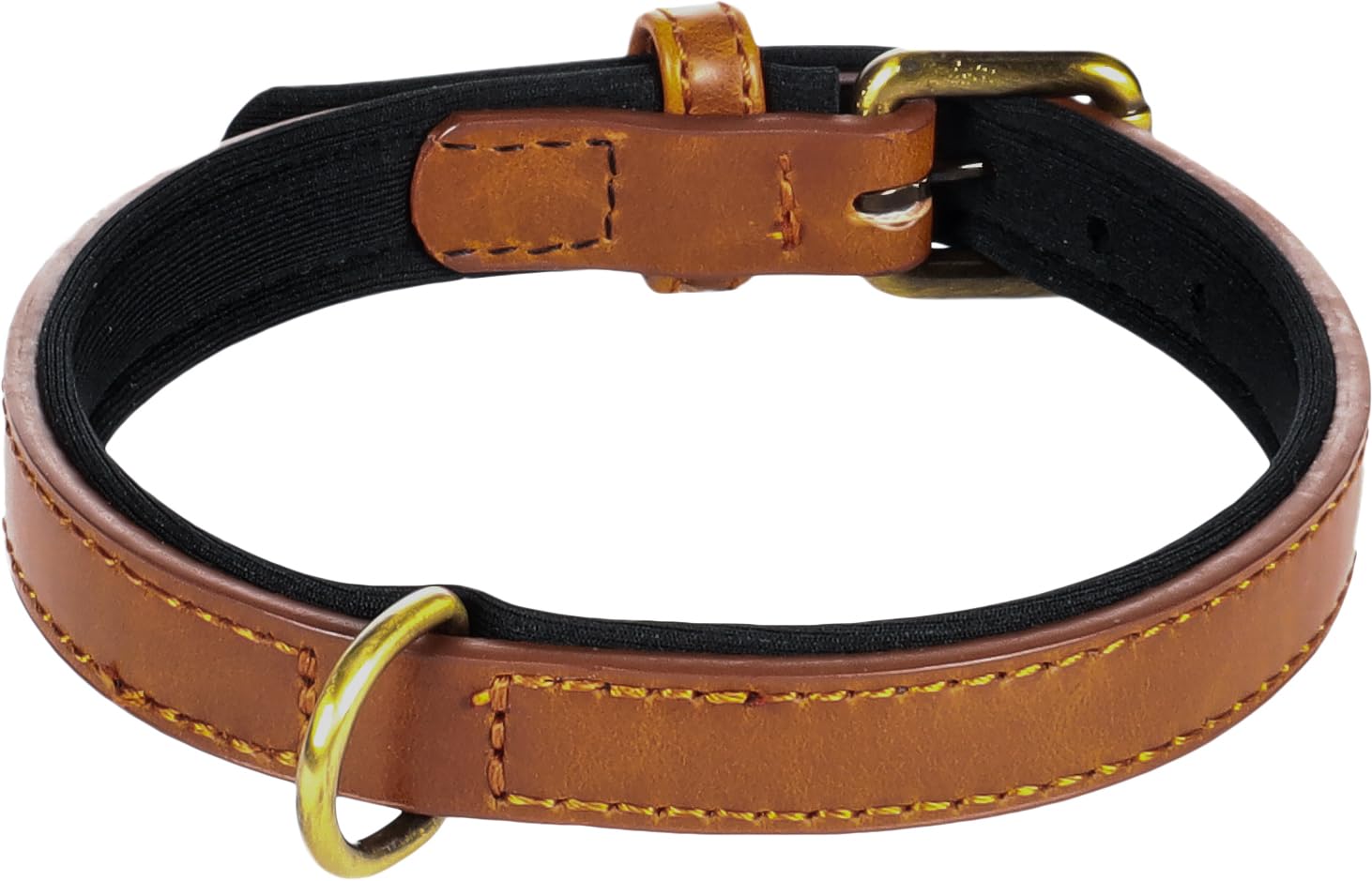 Flamingo Dog Collar With neoprene Lyabo Cognac S 29-35cm 15mm