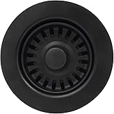 GZILA 3-1/2 Inch Kitchen Sink Basket Strainer and Stopper Drain Assembly Matte Black with Removable Waste Basket Matched Color for Granite and Fireclay Sinks