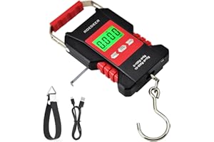 ROEDEER Digital Fish Scale with Backlit LCD Display, Waterproof Fishing Scale with Ruler, 110lb/50kg Fish Weight Scale, Dual Power Supply Mode Fish Weigher, Handheld Fish Scale for Home and Outdoor