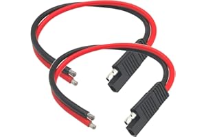 AYECEHI SAE Connector Cable SAE Connector Plug 2 Pin SAE Single Plug Quick Connector Disconnect Plug SAE Automotive Extension Cable for for Motorcycle, Car, Tractor - 1ft/30cm (10 AWG-2 Pack)