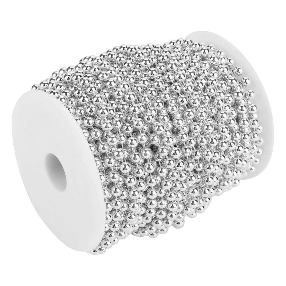6mm Imitation Pearl Electroplating Connection Bead Round Beads 25M/Roll (Silver), Handmade Materials