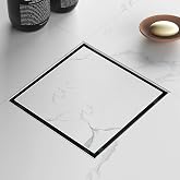 Sharpeye 6 Inch Square Shower Drain with Tile Insert Grate, Brushed | 304 Stainless Steel, Square Tile Floor Drain for Bathroom, Removable Tile-In Drain Grate with Hair Strainer, cUPC Certified