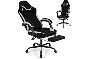Goplus Gaming Chair, Ergonomic Computer Chair w/Footrest, Lumbar Support, Linkage Armrests, Detachable Headrest, High Back De
