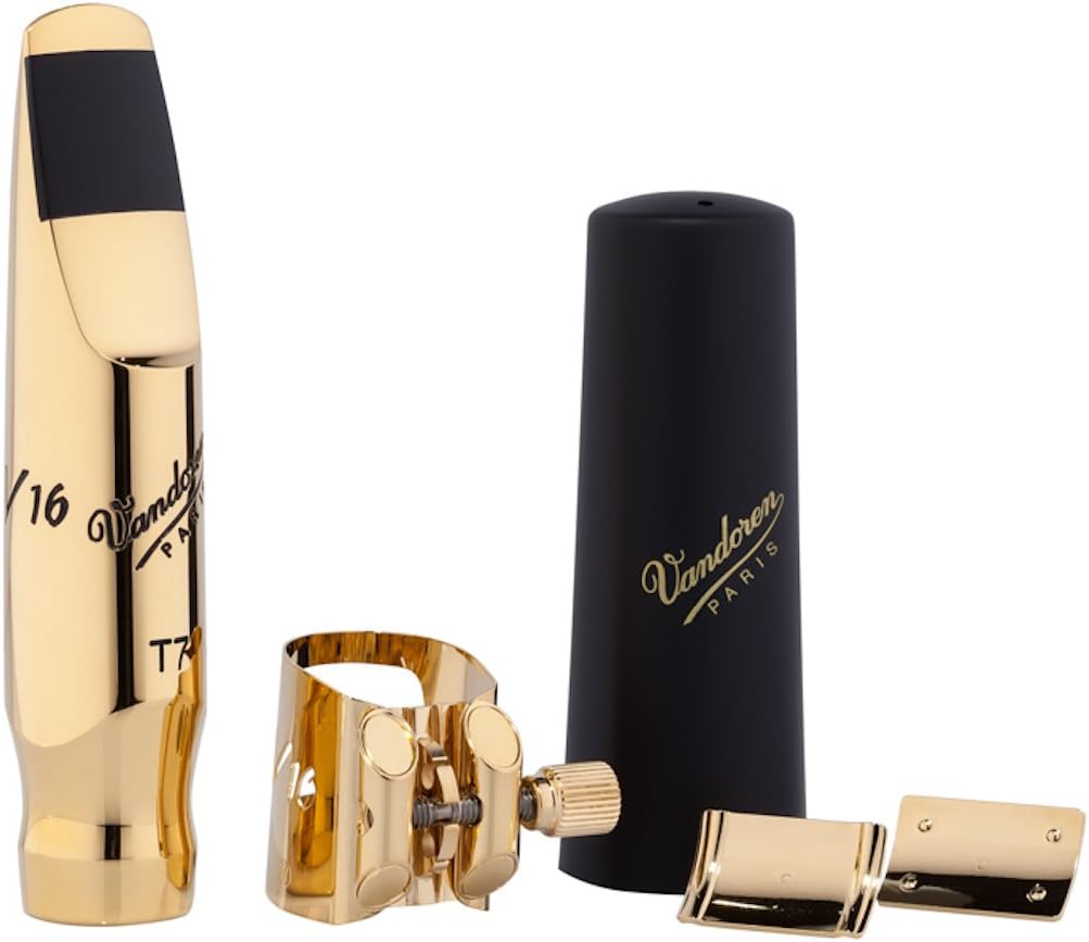Vandoren SM823GMKO V16 T7M Plus Optimum Ligature/Cap Tenor Metal Mouthpiece, gold