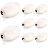 Tlence 8 Pack Oval Water Float, 5.5" x 3.5" Deep Water Fishing Float, White Rope Float Marine, Fishing Marker Buoys Great for Trail Markers Dock Floats Swim Pool, (5/8" to 1" Hole)
