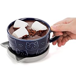 Cididu Set of 2 Cute Ceramic Cat Mug with Lid, 10