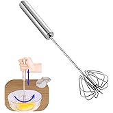 Mzrnfcyk Stainless Steel Semi Automatic Whisk Egg Beater Whizzy Whisk, Hand Push Blender Kitchen Mixer Wisking Tool for Blending Cooking Gadgets(10in)